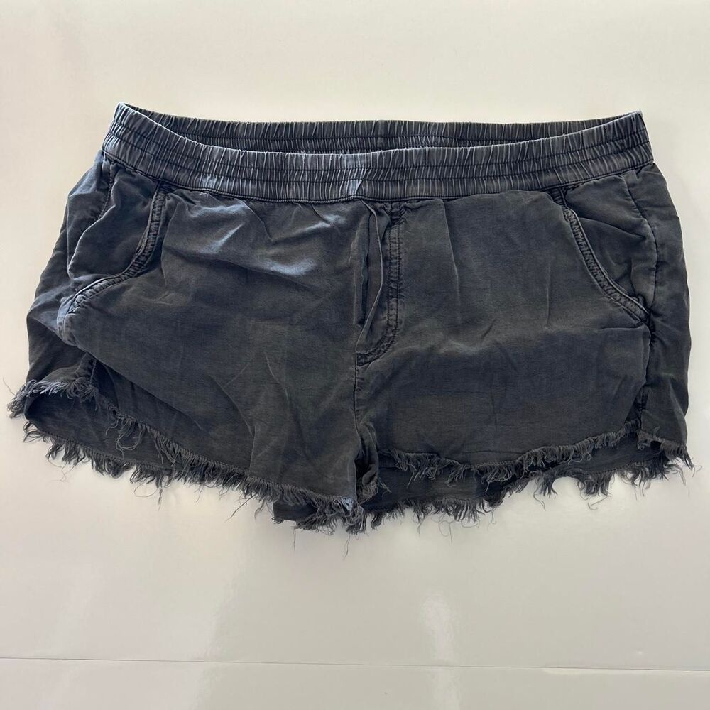 Aerie Women’s dark gray shorts with frayed hem design and elastic waistband